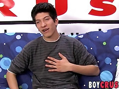 Fresh twink jerks off and cums hard at the casting couch