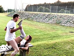 Scandal! German teen fucks on the soccer field in Bavaria