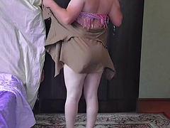 Transgender Hot Pretty Ladyboy Short Dress White Body Sexy Dancer Cosplayer Model Shemale