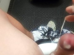 Masturbating in a Public Toilet - Big Load