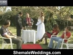 Wedding turns into a fuck fest between groom and tgirl