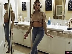 Hardcore doggy style fuck in the bathroom for a blonde Chloe Temple
