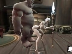 Sex with a horned monster! Orc fucked in all holes  warcraft, 3D