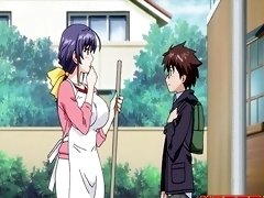 Japanese anime video with a chubby babe getting fucked in doggy