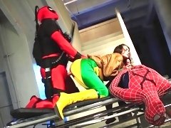 Kinky superhero parody with hot ass Allie Haze getting spit roasted