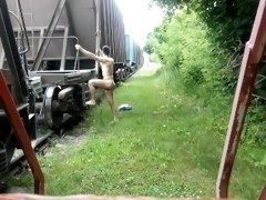Jerking off near a freight train