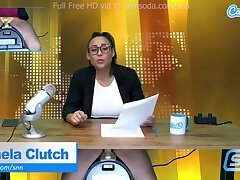 latina babe fucks toy masturbating on air