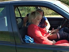 GRANNYBET - 80 year old blonde granny fucked on the roadside