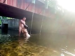 Wild European slut pumped full of cock doggystyle outdoors