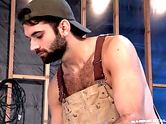 Hairy gay construction workers blow each other and stroke their cocks
