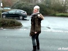 Amateur mature loves pissing and showing her pussy in public places