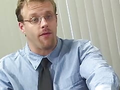 Blonde boss has flaming hot sex with her handsome blonde underling in her office