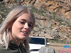 Outdoors amateur video of skinny blonde Nicole Nichols teasing